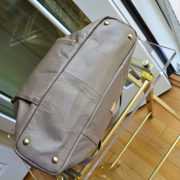 Kooba Tote Handbag Shopper Everette Leather Taupe Gray Zippers Tassels Large - Picture 10 of 16